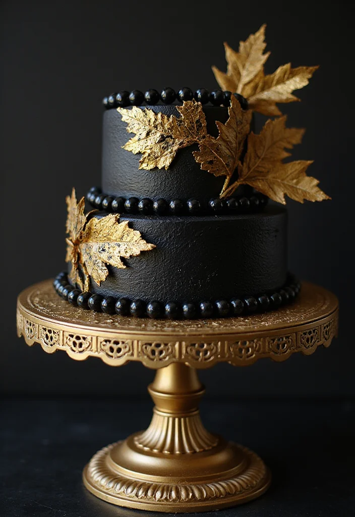 21 Unique Gothic Cake Designs That Will Leave Your Guests Spellbound (You Have to Try #9!) - 9. Black and Gold Elegance Cake