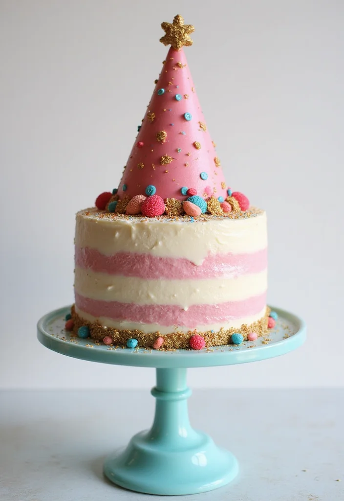 25 Colorful Cocomelon Cake Ideas That Will Brighten Up Any Birthday! - 17. Cocomelon Party Hat Cake