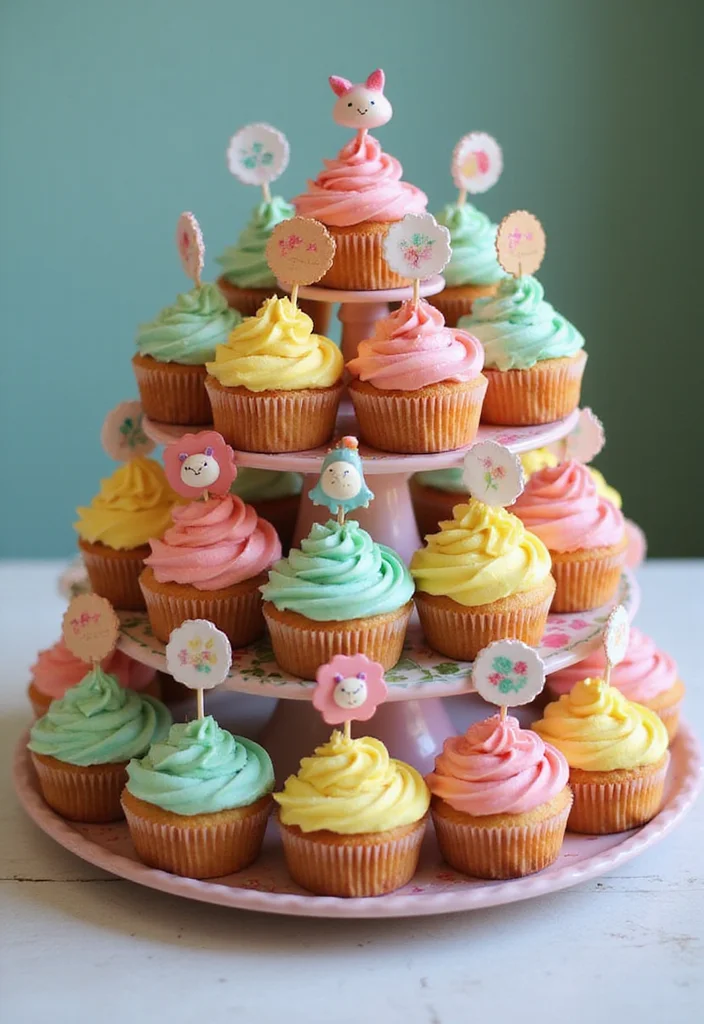25 Colorful Cocomelon Cake Ideas That Will Brighten Up Any Birthday! - 3. Cocomelon Cupcake Tower