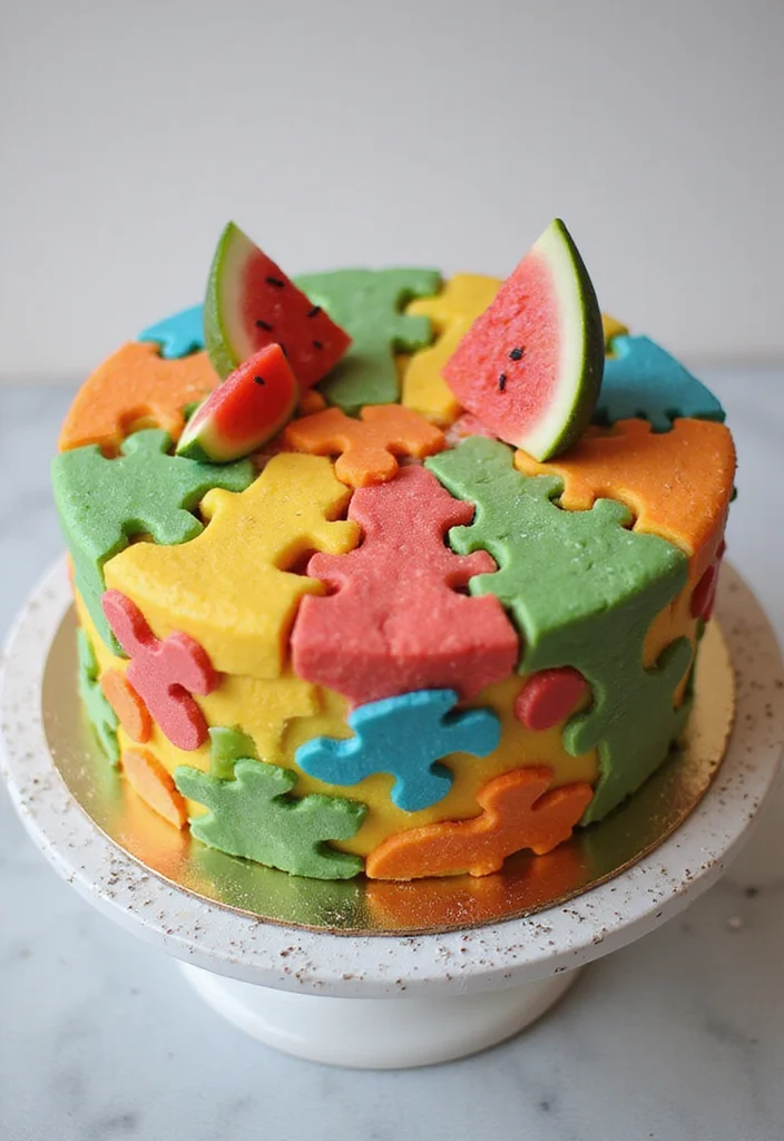 25 Colorful Cocomelon Cake Ideas That Will Brighten Up Any Birthday! - 8. Cocomelon Puzzle Cake