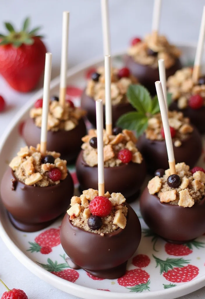 25 Creative Fairy Cake Pops That Will Make You the Star Baker of the Year! - 15. Chocolate-Dipped Berry Pops