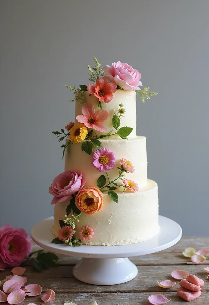 25 Show-Stopping Bridal Shower Cake Ideas That Will Leave Everyone in Awe! - 1. Floral Fantasy Cake