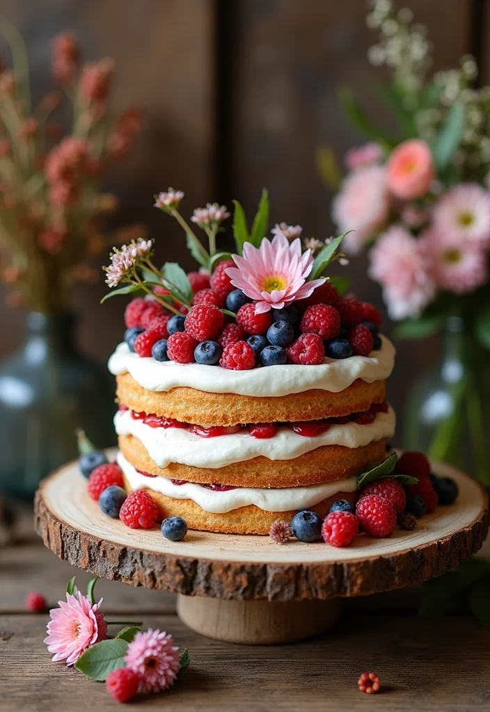 25 Show-Stopping Bridal Shower Cake Ideas That Will Leave Everyone in Awe! - 3. Rustic Naked Cake