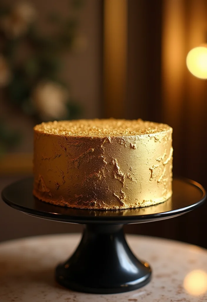 25 Show-Stopping Bridal Shower Cake Ideas That Will Leave Everyone in Awe! - 8. Glamorous Gold Leaf Cake