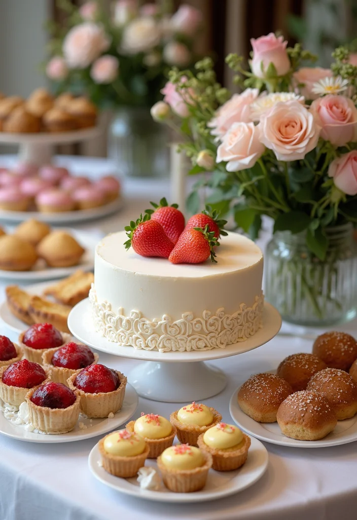 25 Show-Stopping Bridal Shower Cake Ideas That Will Leave Everyone in Awe! - 9. Dessert Table Extravaganza