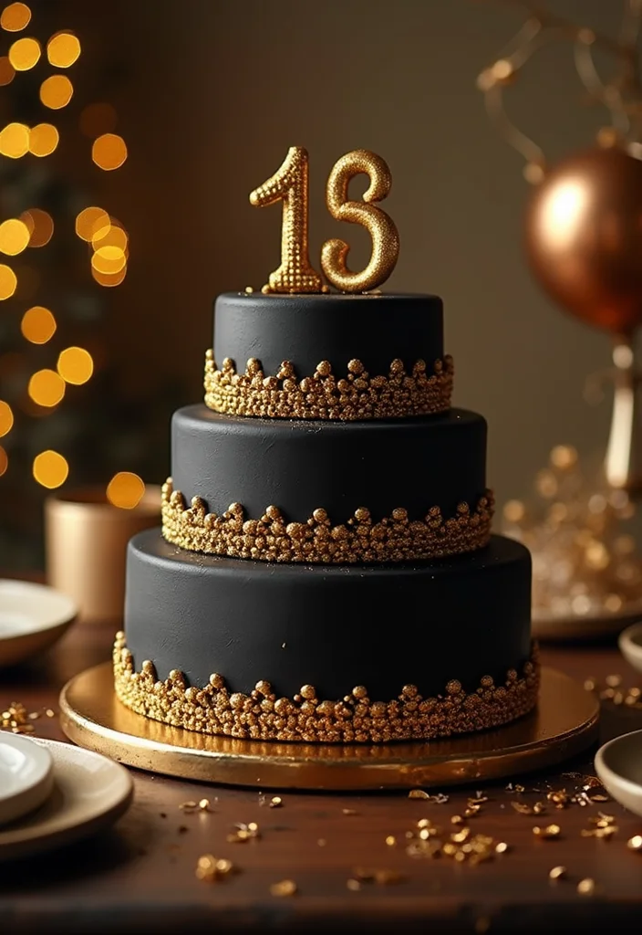 Celebrate in Style: 10 Black Birthday Cake Themes You Can't Miss! - 1. Glamorous Gold and Black