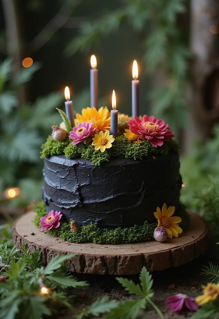 Celebrate in Style: 10 Black Birthday Cake Themes You Can't Miss! - 10. Enchanted Forest Fantasy