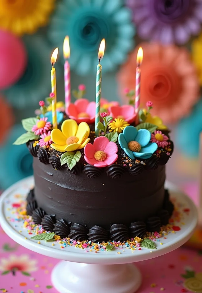 Celebrate in Style: 10 Black Birthday Cake Themes You Can't Miss! - 3. Whimsical Wonderland