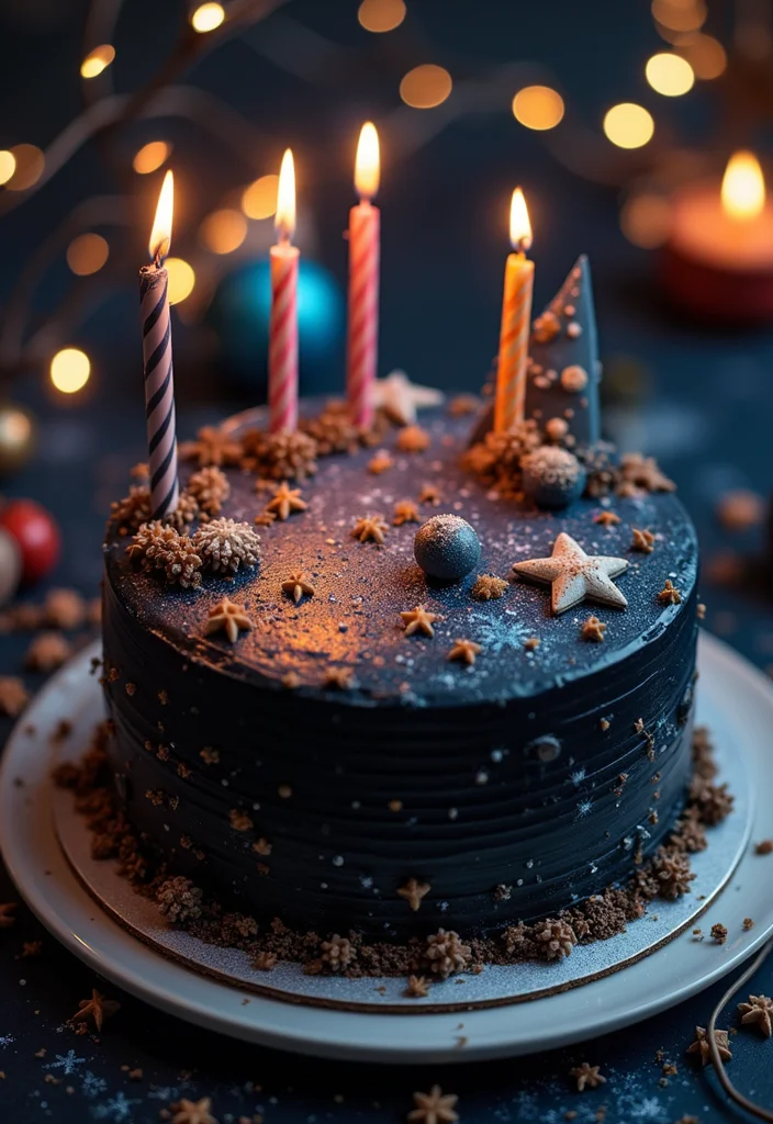Celebrate in Style: 10 Black Birthday Cake Themes You Can't Miss! - 7. Cosmic Galaxy Cake
