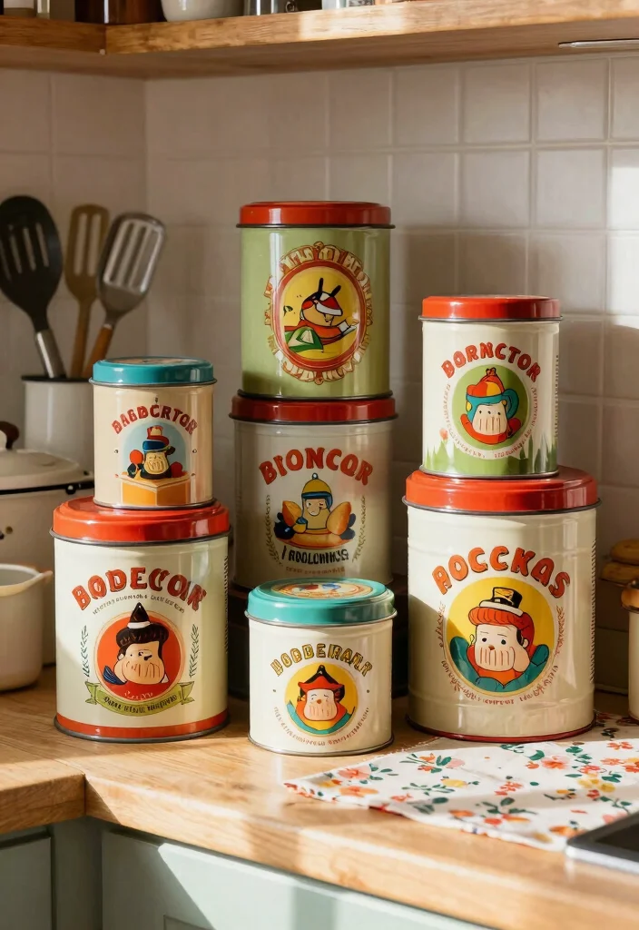 15 Antique Cookie Jars Ideas for Vintage Kitchen Decor Inspo - 6. Classic Tin Cookie Jars 1