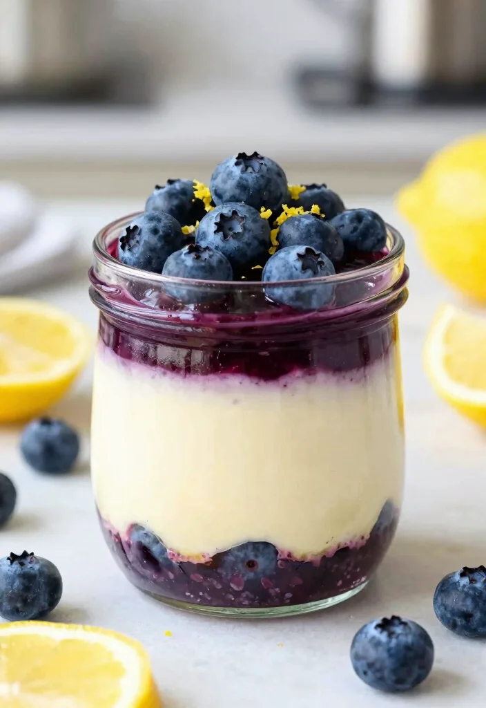 15 Cheesecake in a Jar Ideas: Cute Portable Desserts - 11. Blueberry Lemon Cheesecake Jars 1