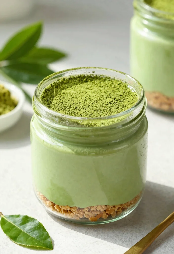 15 Cheesecake in a Jar Ideas: Cute Portable Desserts - 4. Matcha Green Tea Cheesecake Jars 1