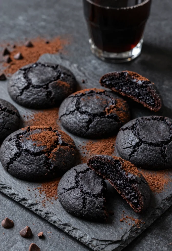 15 Dark Enchantress Cookie Ideas Inspired by Cookie Run - 2. Midnight Black Velvet Cookies 1