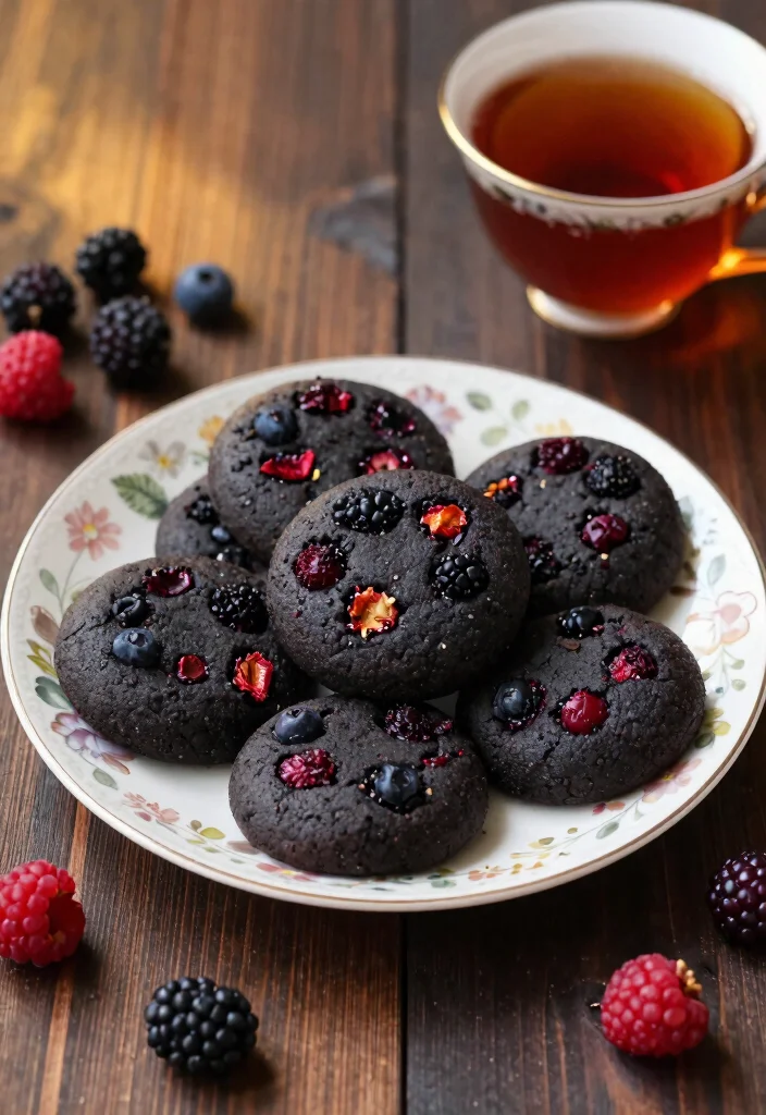15 Dark Enchantress Cookie Ideas Inspired by Cookie Run - 3. Enchanted Berry Black Cookies 1