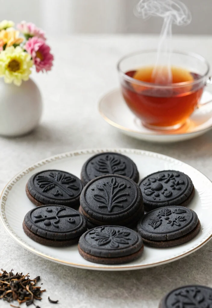 15 Dark Enchantress Cookie Ideas Inspired by Cookie Run - 8. Mysterious Black Tea Cookies 1
