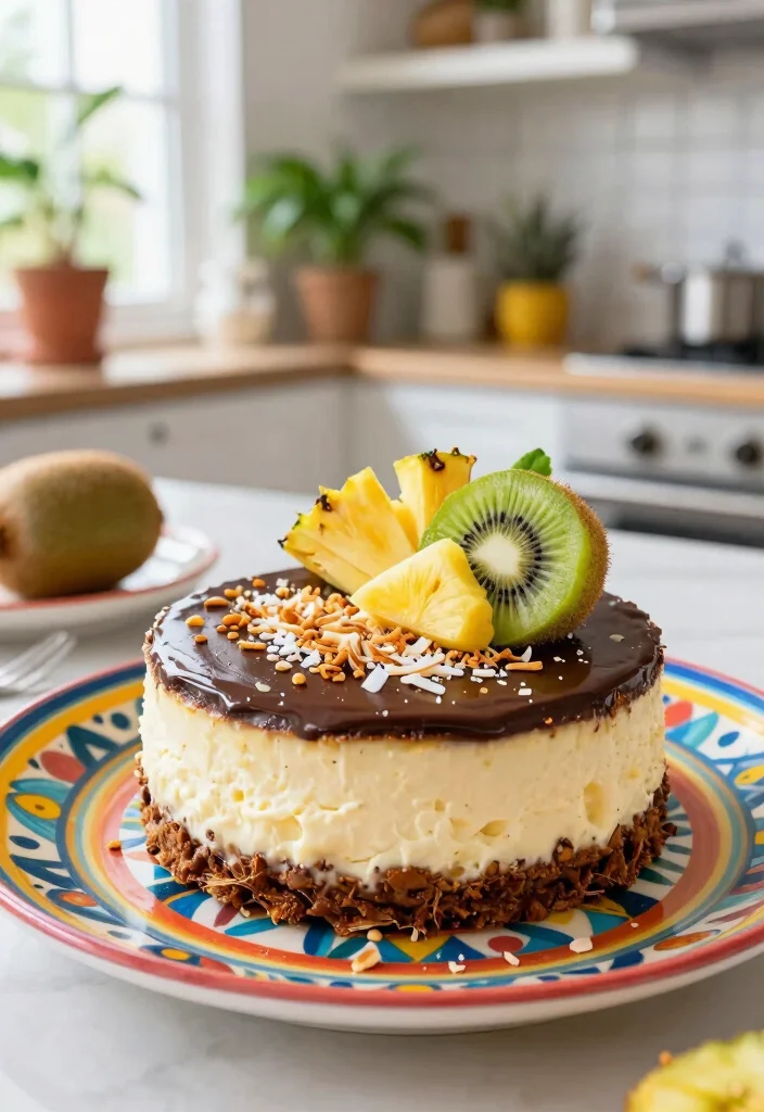 15 No Bake Chocolate Cheesecake Ideas Rich Easy Desserts - 7. Tropical Coconut Chocolate Cheesecake 1