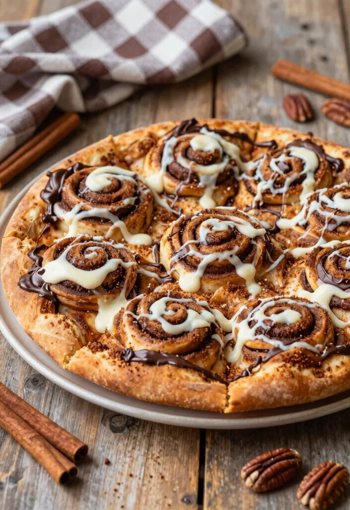 15 Pizza de Chocolate Ideas: Sweet Dessert Pizza Fun - 11. Cinnamon Roll Chocolate Pizza 1