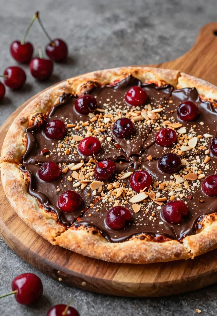 15 Pizza de Chocolate Ideas: Sweet Dessert Pizza Fun - 12. Chocolate Cherry Bliss Pizza 1