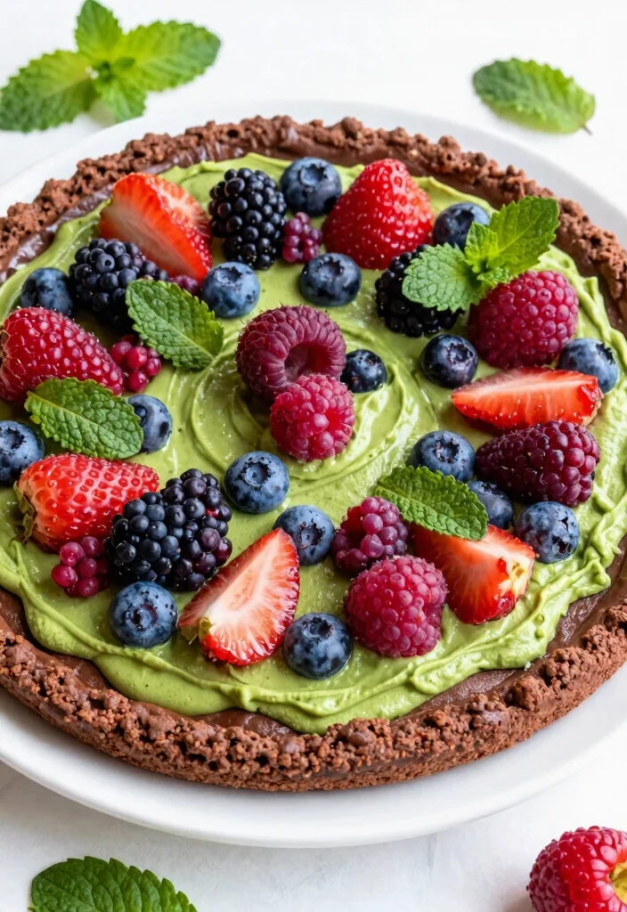 15 Pizza de Chocolate Ideas: Sweet Dessert Pizza Fun - 13. Matcha and Berry Chocolate Pizza 1