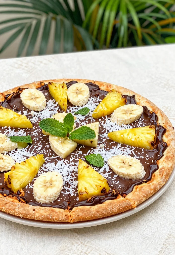 15 Pizza de Chocolate Ideas: Sweet Dessert Pizza Fun - 4. Tropical Chocolate Pizza 1