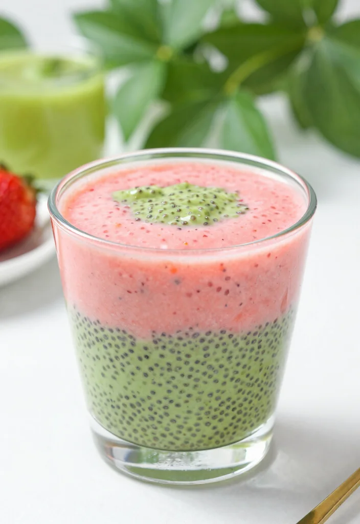 15 Strawberry Chia Seed Pudding Ideas Fresh Fruity Bowls - 12. Strawberry Green Tea Chia Pudding 1