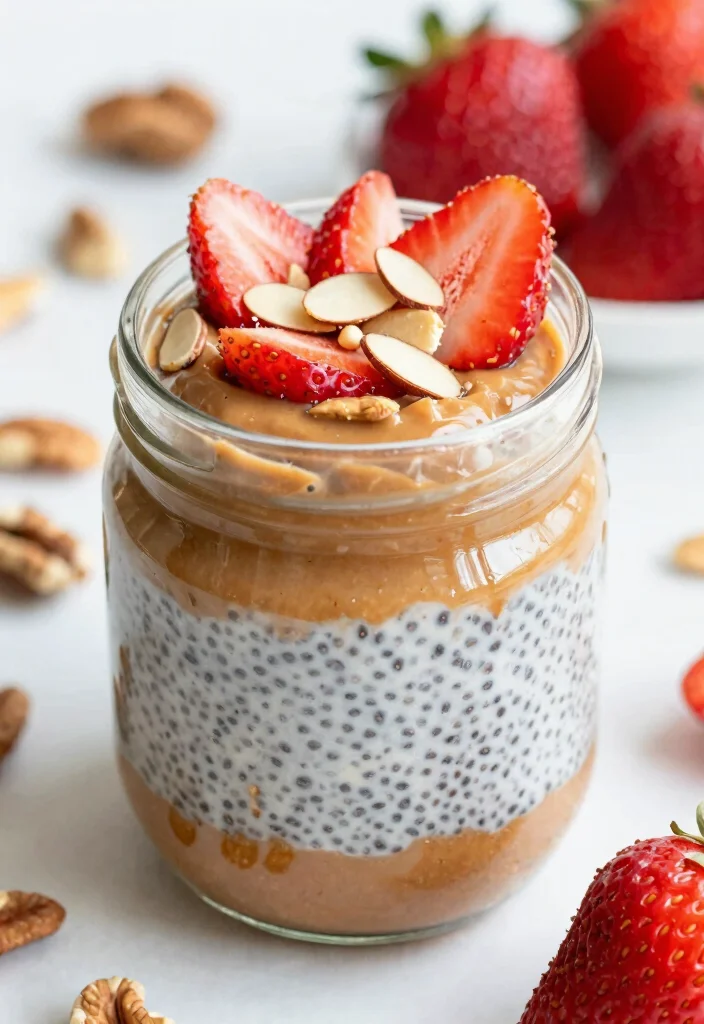 15 Strawberry Chia Seed Pudding Ideas Fresh Fruity Bowls - 14. Strawberry Nut Butter Chia Seed Pudding 1