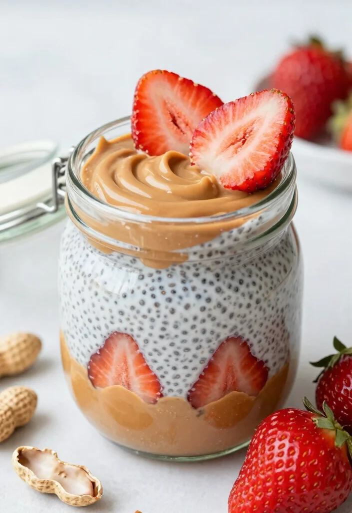 15 Strawberry Chia Seed Pudding Ideas Fresh Fruity Bowls - 9. Peanut Butter Strawberry Chia Seed Pudding 1
