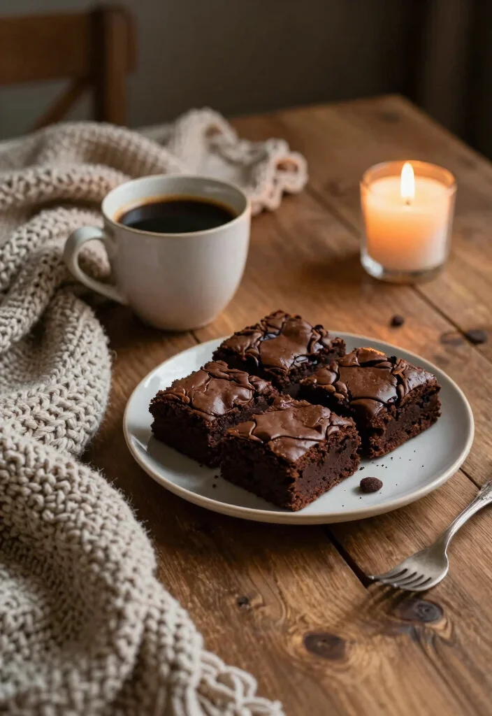 16 Brownie Photography Food Styling Ideas: Dark Moody Aesthetic - 15. Intimate Settings 1