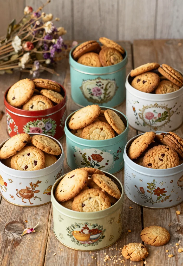16 Cute, Creative, and Eco-Friendly Cookie Packaging Ideas - 11. Vintage Tea Tins 1