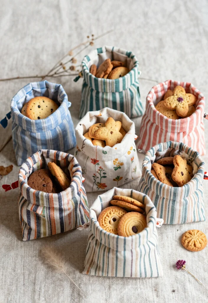 16 Cute, Creative, and Eco-Friendly Cookie Packaging Ideas - 3. Handmade Cloth Pouches 1