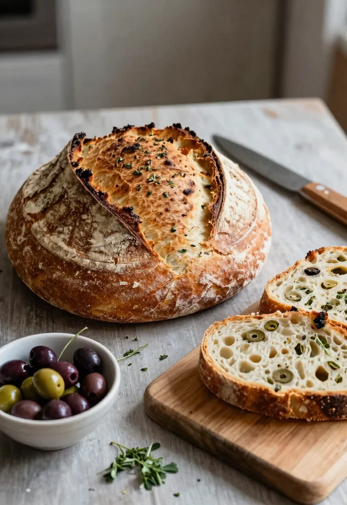 16 Flavor-Packed Inclusion Sourdough Bread Ideas - 1. Mediterranean Olive and Herb Sourdough 1
