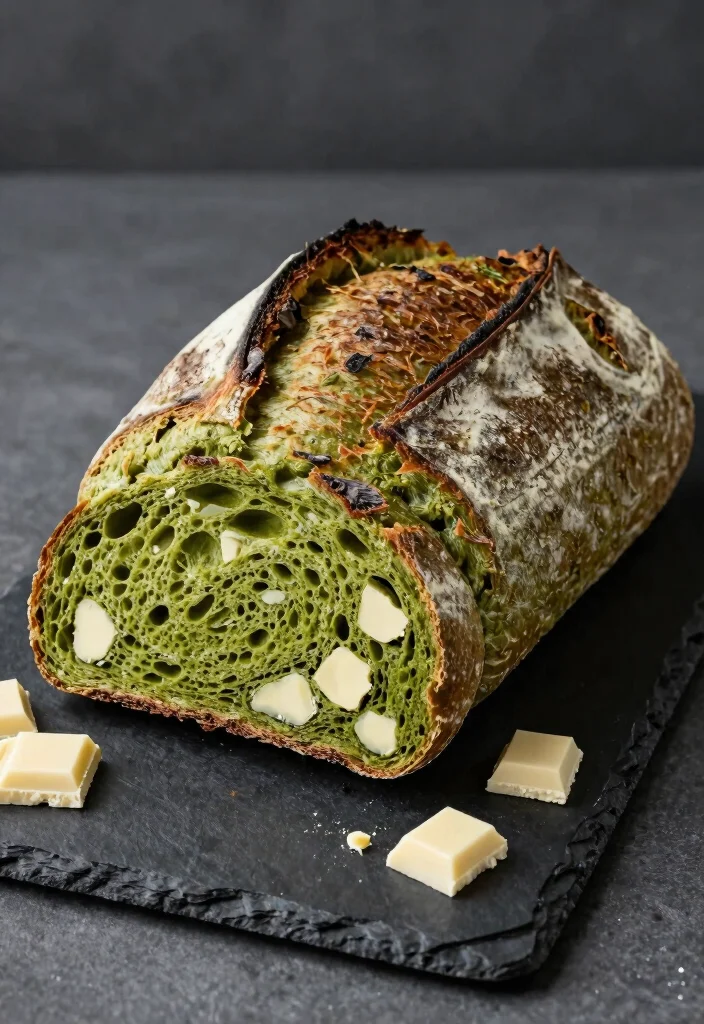 16 Flavor-Packed Inclusion Sourdough Bread Ideas - 13. Unique Matcha and White Chocolate Sourdough 1