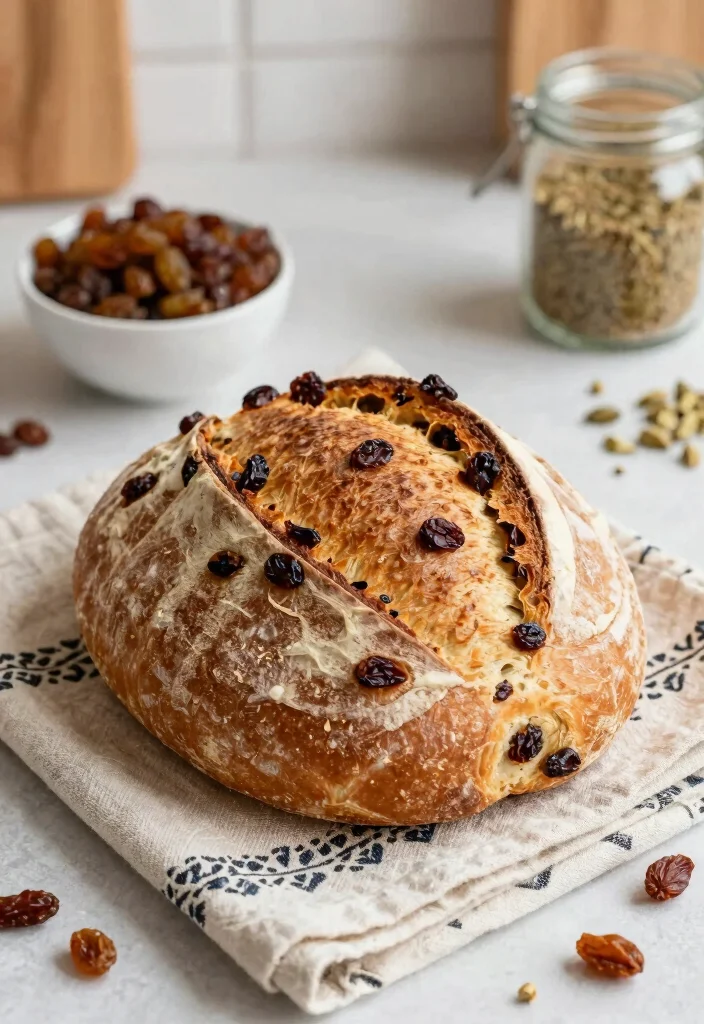 16 Flavor-Packed Inclusion Sourdough Bread Ideas - 5. Exotic Cardamom and Raisin Sourdough 1