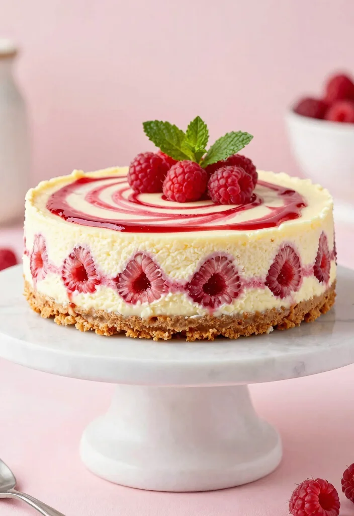 16 Fluffy Cheesecake Recipe Ideas for a Light, Creamy Texture - 8. Raspberry Swirl Fluffy Cheesecake 1