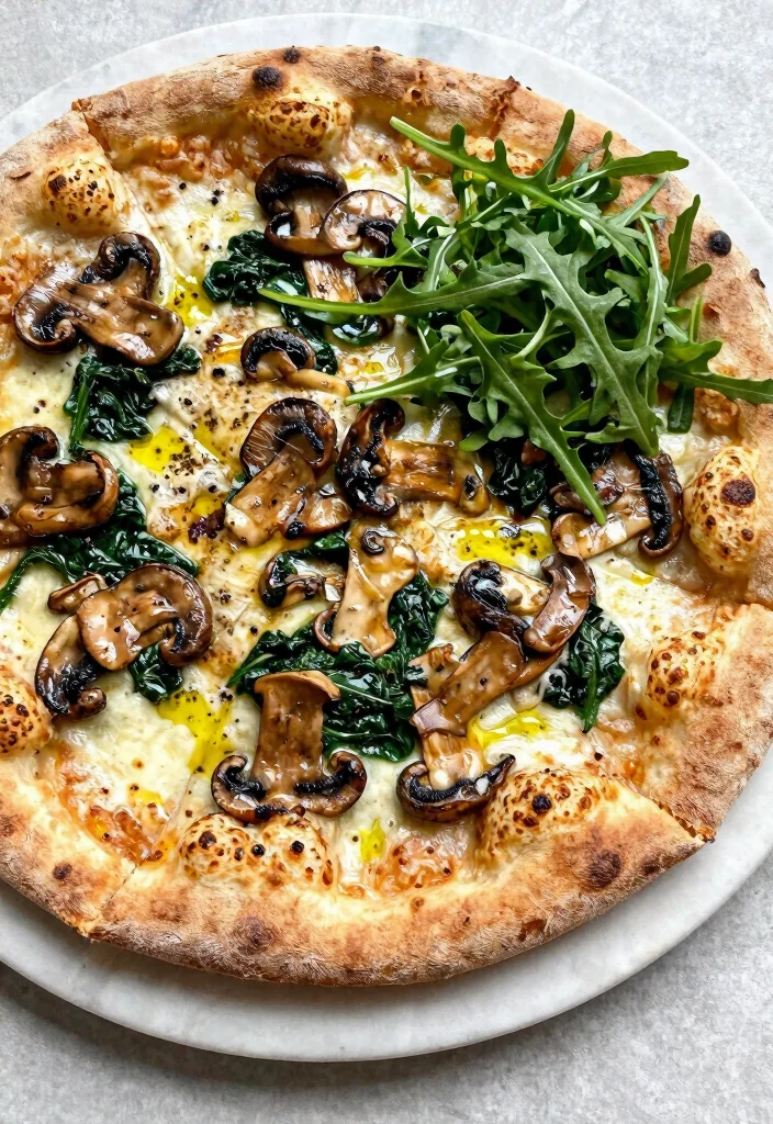 16 Sourdough Starter Pizza Dough Ideas for a Tangy Crispy Crust - 12. Truffle Mushroom and Spinach 1