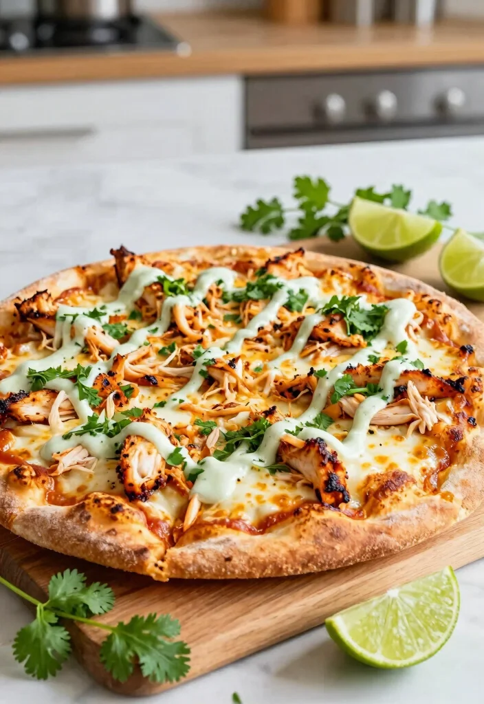 16 Sourdough Starter Pizza Dough Ideas for a Tangy Crispy Crust - 7. BBQ Chicken with Cilantro Lime Drizzle 1