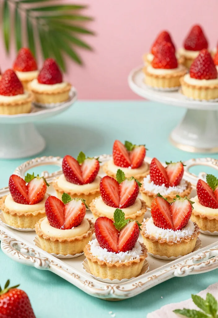 16 Strawberry Cheesecake Bites Ideas Sweet Party Desserts - 10. Strawberry Cheesecake Tarts with Coconut Crust 1