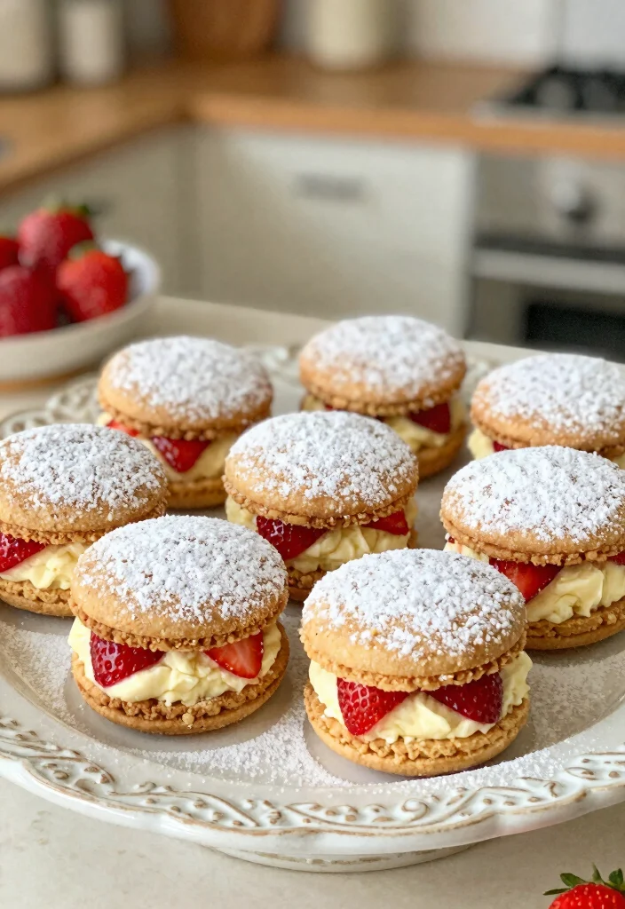 16 Strawberry Cheesecake Bites Ideas Sweet Party Desserts - 15. Strawberry Cheesecake Cookie Sandwiches 1