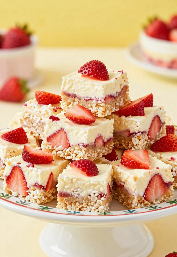 16 Strawberry Cheesecake Bites Ideas Sweet Party Desserts - 8. Strawberry Cheesecake Rice Crispy Treats 1