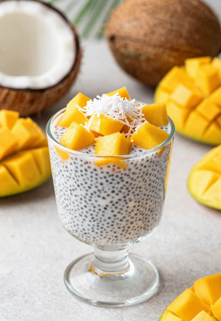 16 Vanilla Chia Pudding Ideas: Simple Creamy Base - 3. Tropical Coconut Mango Chia Pudding 1
