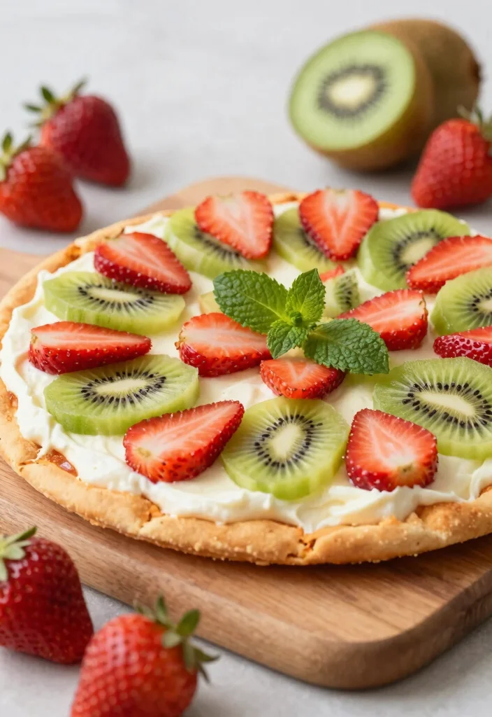 17 Easy Fruit Pizza Ideas Colorful Crowd Pleasers - 1. Classic Strawberry and Kiwi Delight 1