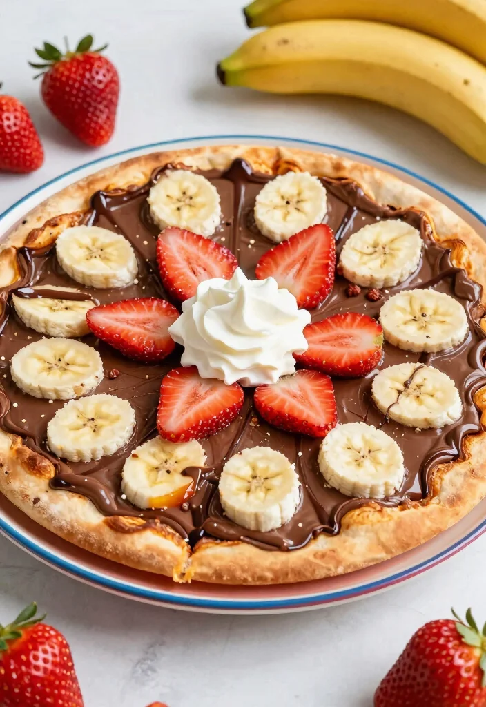 17 Easy Fruit Pizza Ideas Colorful Crowd Pleasers - 16. Strawberry Banana Nutella Delight 1