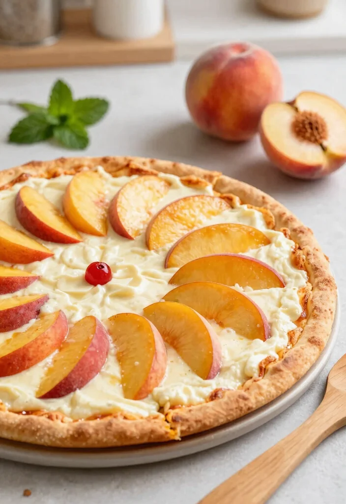 17 Easy Fruit Pizza Ideas Colorful Crowd Pleasers - 4. Peaches and Cream Pizza 1