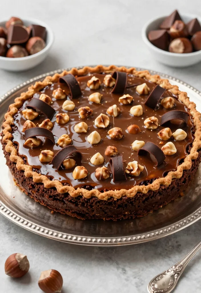 17 Fudge Brownie Pie Ideas: Rich Decadent Dessert - 14. Hazelnut Praline Fudge Brownie Pie 1