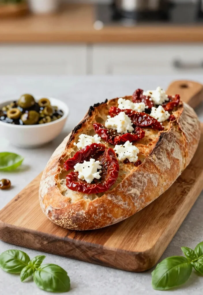 17 Italian Herb and Cheese Sourdough Bread Ideas Bakery Style - 2. Sun-Dried Tomato and Feta Fusion 1