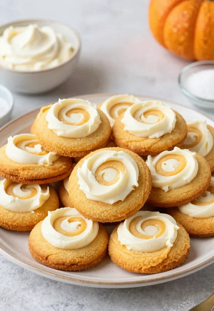 17 Pumpkin Cookie Recipe Ideas: Soft Spiced Fall Treats - 9. Pumpkin Cream Cheese Swirl Cookies 1