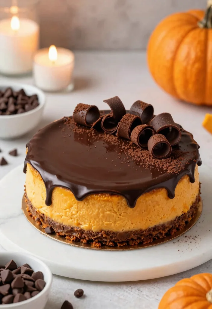 18 Fall Cheesecake Recipes Cozy Seasonal Flavors - 6. Chocolate Pumpkin Cheesecake 1
