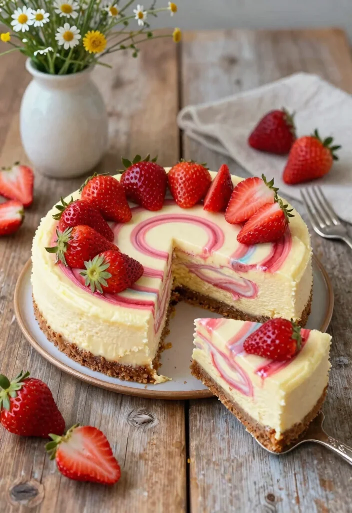19 Cheesecake Factory Copycat Recipes Restaurant Favorites - 2. Strawberry Swirl Cheesecake 1