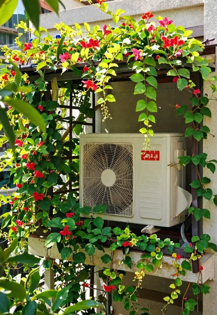 15 AC Outdoor Unit in Balcony Ideas That Hide It Beautifully - 11. Garden Trellis 1