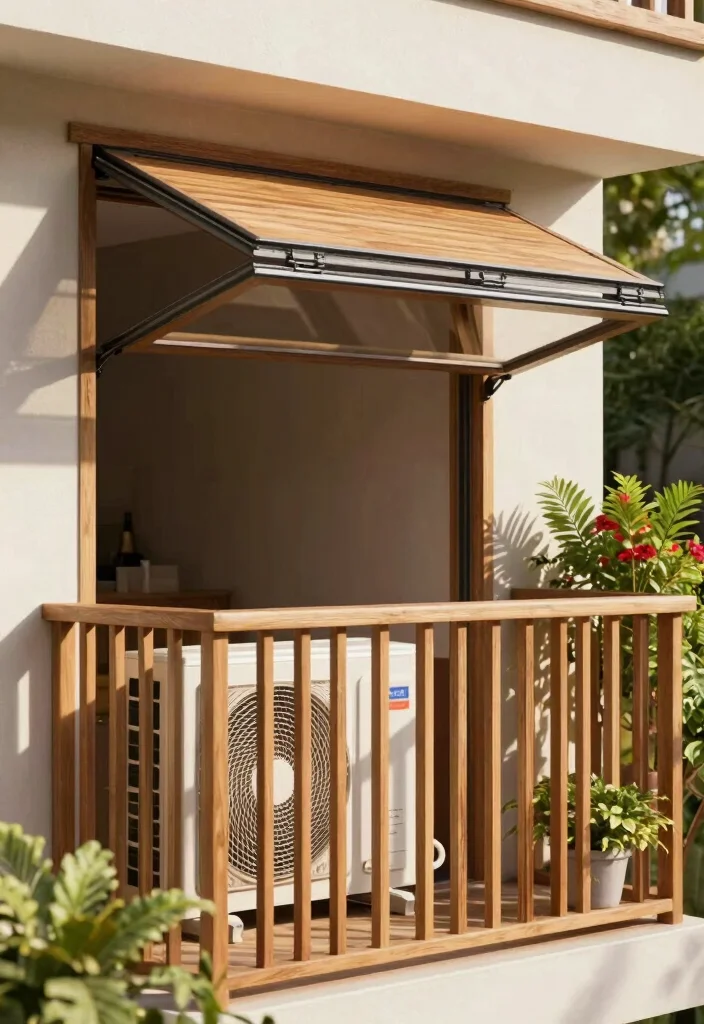 15 AC Outdoor Unit in Balcony Ideas That Hide It Beautifully - 6. Retractable Covers 1